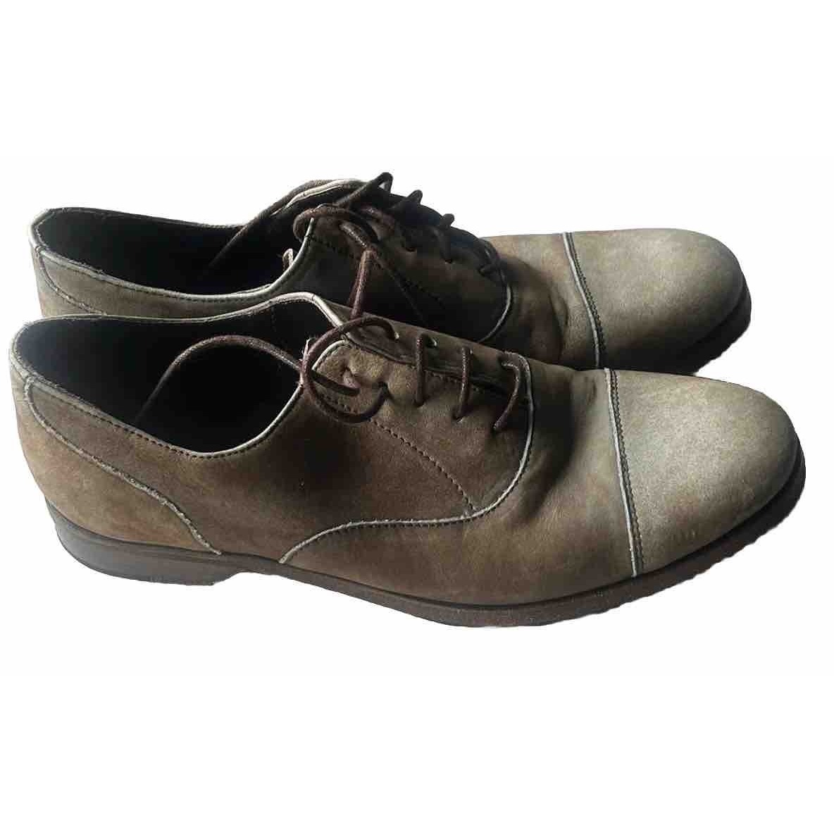 Zeha Berlin Derby Leather Lace Shoes Sizez 40 Green Distressed Leather